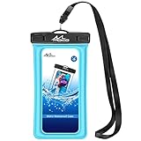 MoKo Floating Waterproof Phone Pouch Holder, Floatable Phone Case Dry Bag with Lanyard Armband Compatible with iPhone 14 13 12 11 Pro Max X/Xr/Xs Max,8/7/SE 3,Samsung S21/S10/S9/S8, Sky Blue