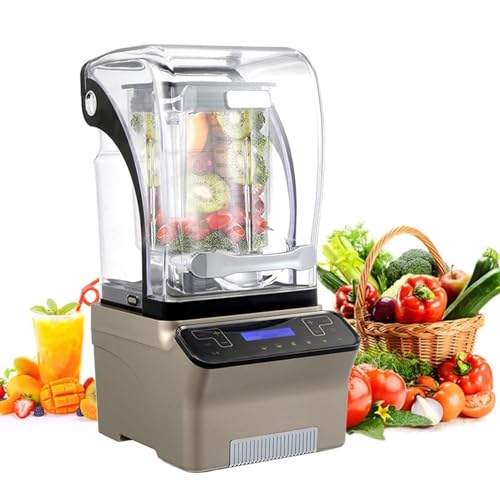 Licuadora comercial silenciosa, licuadora eléctrica profesional, licuadora for batidos de 2200 W con pantalla insonorizada y panel inteligente, for triturar hielo y preparar batidos de cocina(Gray)