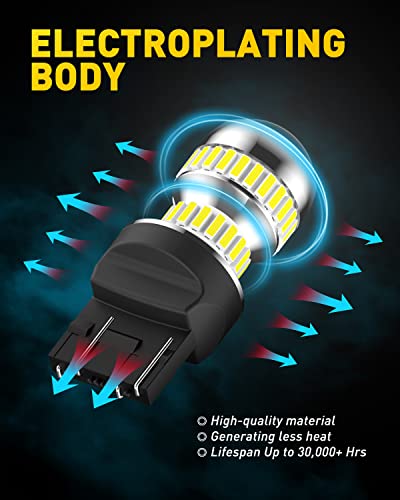 Image of AUXITO Upgraded 7440 7443 LED Bulbs for Reverse Lights Brake Tail Lights T20 7441 7444 LED Replacement Light for Backup Tail Brake DRL Turn Signal Parking Lights, 6000K Xenon White