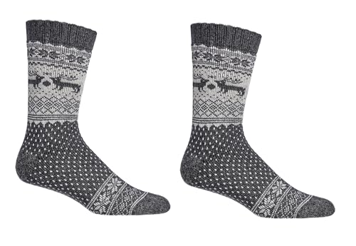 Image of Leo Design 2 Pairs Norwegian Alpaca & Merino Wool Sock Women, Winter Thermal Knitted, Nordic warm Crew, Comfortable Hygge