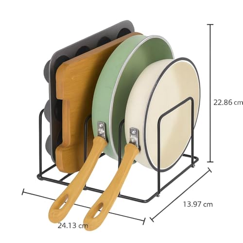Image of Craft Expertise Black Iron 3-Slot Dish Rack - Space-Saving Countertop Organizer, Rust-Resistant Cookware Holder (24.13 x 13.97 x 22.86 cm)