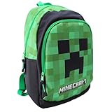 Minecraft Rucksack Kinder – Grüner Creeper Rucksack – Offiziell Lizenzierter Schulrucksack – Rucksack für Jungen & Mädchen – Kinderrucksack für Schule und Reisen