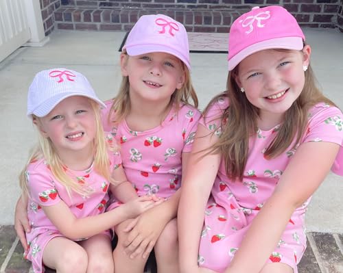 Wee Ones Boys' and Girls' Baseball Caps, Spring and Summer Ready, Stylish and Breathable Kids Hat, Infant, Pink Bow3