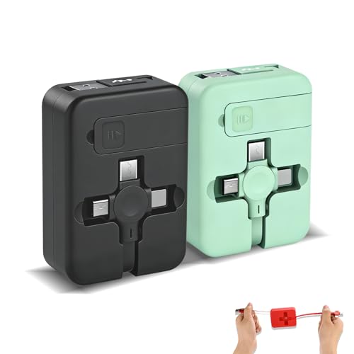 Gartmost 2 Pcs 3 in 1 Retractable Multi Fast Chargers Cable(1M) with USB C/Micro USB/L and Phone Stand, Compatible with iPhone 17/16/15/14/13/12/11/10/9/8/Android/Tablet