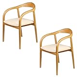 Casa Moro Juego de 2 sillas tapizadas, sillas de comedor, sillas de comedor, sillas de madera, color beige