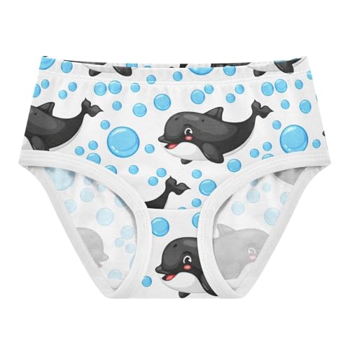 Cartoon Orca Whales Blue White Girls Underwear Toddler 2t Cotton Panties for Girl Colorful Undies Kids Briefs