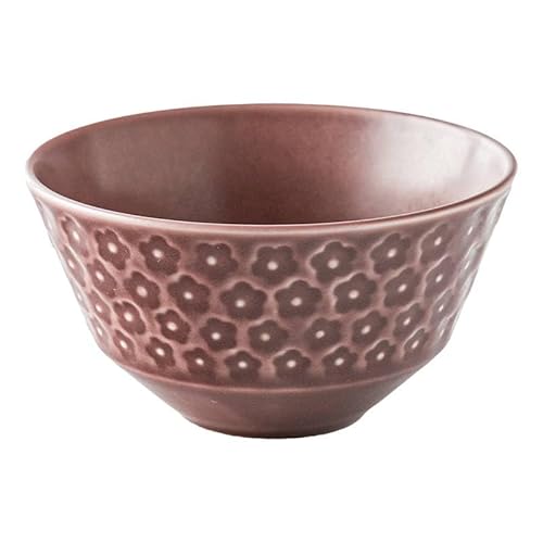 美濃焼 プレス・ド・フラワー 11cmご飯茶碗 マットローズ