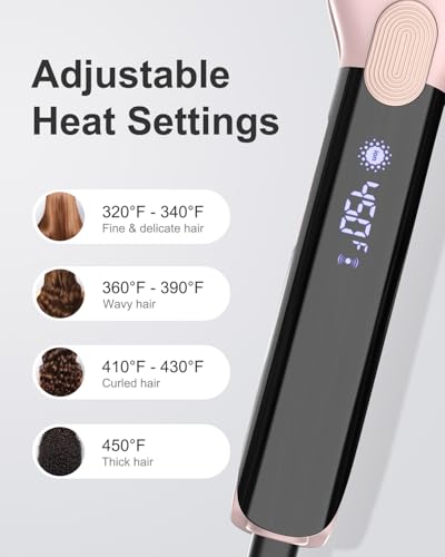 Image of ANNLARY Hair Straightener, 1.75 Inch Flat Iron with Infrared and Ionic Technology, Titanium Plate with Ceramic Coating Dual Voltage Straightener with Heat-Resistant Silicone for All Hair Types