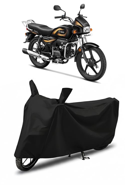 Image of DRAKOWISH Waterproof Bike Cover for Hero Splendor Plus | All Weather Protection from Rain, Dust, UV Rays & Scratches with Mirror Pockets & Buckle Belt | Splendor Bike Cover
