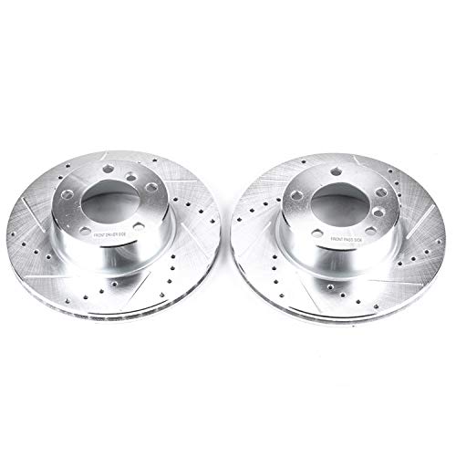 Image of PowerStop Evolution Front Brake Rotors For BMW 525i 2001-03 | BMW 528i 1997-00 - Drilled and Slotted Performance Disc Rotors Upgrade, EBR496XPR