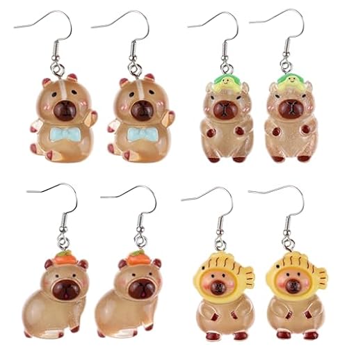 Wasise Pendientes Capybara – Divertidos y bonitos aretes luminosos de dibujos animados, creativos y infantiles, aretes de gancho de corazón para niña, accesorios de joyería de cumpleaños, regalos para | Ya disponible en tu tienda friki favorita! En mundofriki.es!