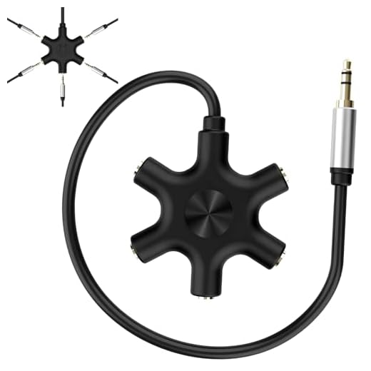Divisor de Auriculares 5 Salidas Jack 3.5 mm, Adaptador Audio para Compartir Sonido en Dispositivos Móviles, Smartphones, Tabletas, Conexión Auxiliar Multi Jack 3.5mm para Compartir Música, Películas