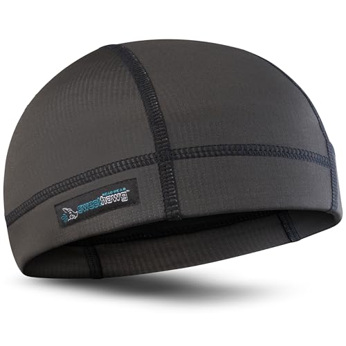 SweatHawg Skull Cap Shorty | Black Helmet Liner for Men & Women | Ultra-Absorbent, Sweat-Wicking No-Drip Sweat Cap for Hard Hats, Cycling & Workouts | Cooling & Breathable