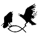 Raben greifen Christenfisch Autoaufkleber | Hugin und Munin fangen Fisch Auto-Aufkleber