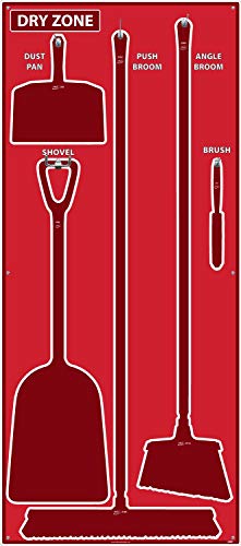 NMC SB126FG 5S Dry Zone Janitorial Shadow Board, 68"x30", Red/Red, Pro Series Acrylic Sign (Tools Sold Separately)