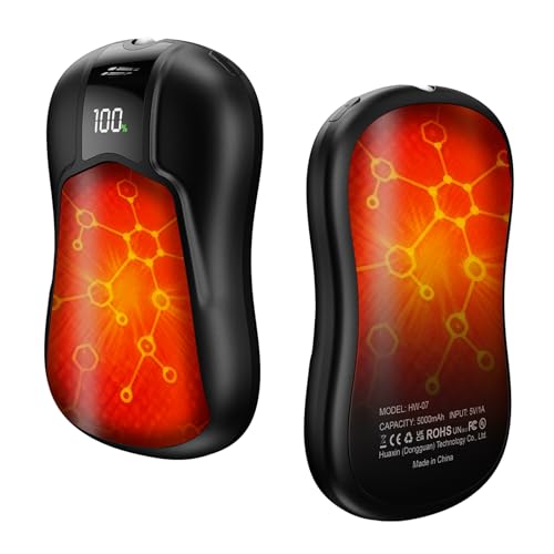 NoxLumina Dual-Sided Hand Warmers Rechargeable 2 Pack, 10000mAh 1S Fast Heating Electric Hand Warmer