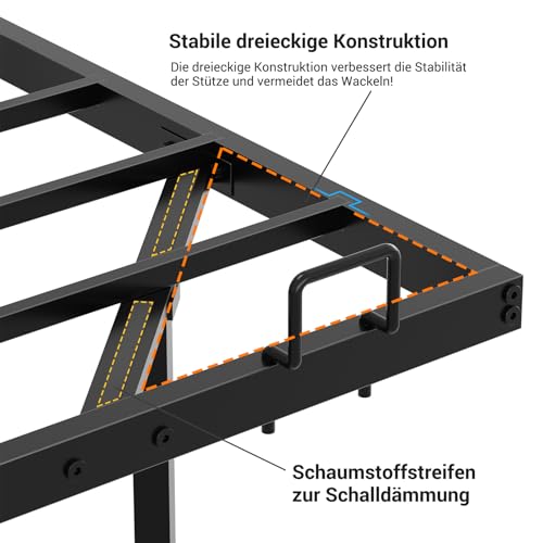 DICTAC Bett 120x200 cm mit LED Beleuchtung Bettgestell 120x200 mit Lattenrost aus Metall Bettrahmen Erwachsene Floating Bed Frame mit Licht-Robust und Stabil,Leichte Montage,Schwarzer(ohne matratze)