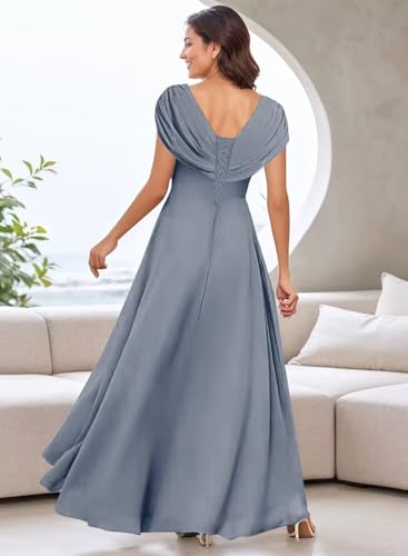 Women's Elegant Formal Party Evening Dress Long Mother of Bride Dresses for Wedding V Neck Chiffon Wedding Guest Gowns2