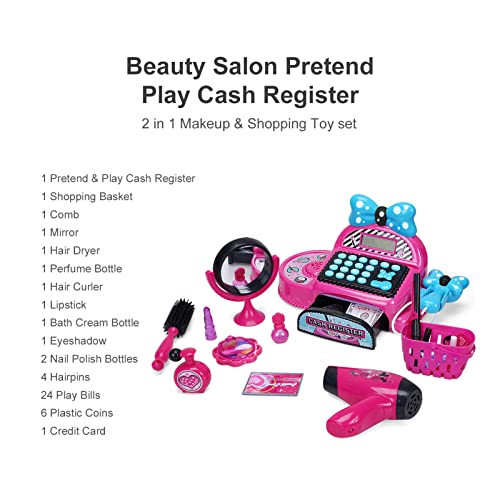 Fs Pretend Play Cash Register Toy Makeup Set (Not Real Makeup), Real Calculator For Math Skills, Toy Cash Register For Kids, Play Money Grocery Store For Kids Age 2 3 4 5 6 #TOP5