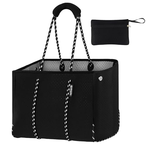 QOGiR Multipurpose Gym Beach Bag - Light Weight Large Sports (Classic Black X-Large)
