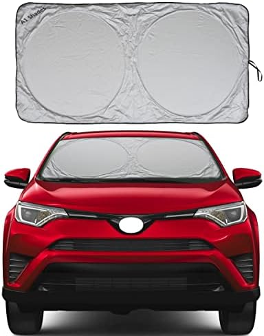 Car Windshield Sun Shade with Storage Pouch by A1 Sunshade Retractable Automotive Car Truck SUV Front Window Shield Blocker Screen Visor Protector Cover for Auto Interior Accessories for Heat Medium