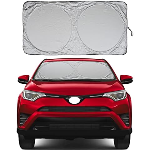 Car Windshield Sun Shade with Storage Pouch by A1 Sunshade Retractable Automotive Car Truck SUV Front Window Shield Blocker Screen Visor Protector Cover for Auto Interior Accessories for Heat Medium Cover
