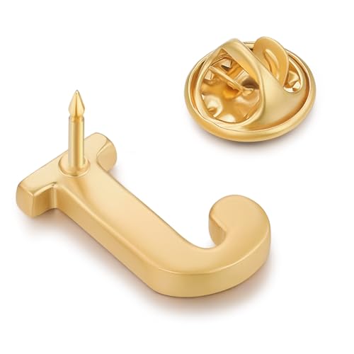 Image of HONEY BEAR Mens Womens Initial Alphabet Letter Lapel Pins Collar Badge Brooches for Business Wedding Graduation Gift Matte Gold 0.59 inches