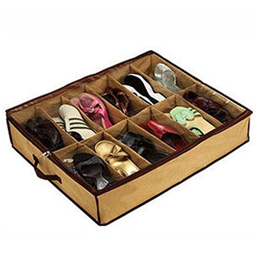 Kangkang - Organizador de Zapatos de Almacenamiento para el hogar, 12 Celdas, Plegable, para Debajo de la Cama, Armario, cajón, Almacenamiento de Zapatos