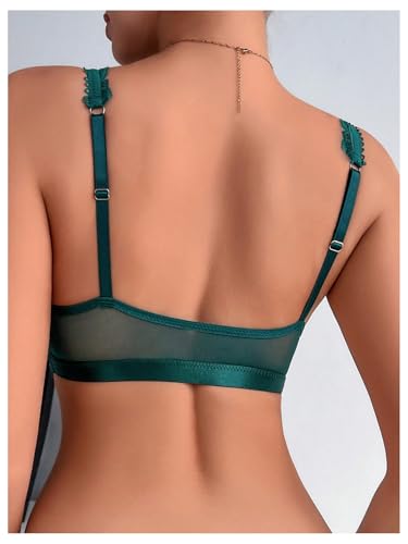 Image of SOLY HUX Women's Lace Bras Deep V Neck Wireless Bra Comfort Everyday Bralette