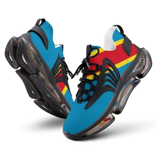 Image of Democratic Republic of Congo Mens Running Shoes Lightweight Walking Tennis Shoes Soft Soled Elastic Cushion Basketball Shoes 8women/6men（EUR39）
