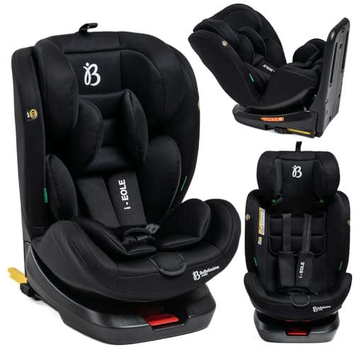 BBL - Silla de coche, I-SIZE 40-150 cm, Isofix, Silla coche bebé, para niños, RWF, FWF, Asiento de coche Universal, 360º, Grupo 0+/1/2/3, 0-36 kg, Ajustable, Aprox. 0-12 años- EOLE noir