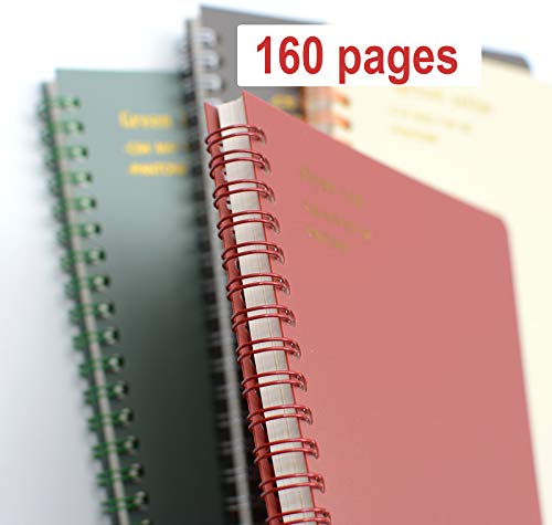 Yansanido Spiral Notebook, 4 Pcs 8.3 Inch X 5.9 Inch A5 Thick Plastic Hardcover 8Mm Ruled 4 Color 80 Sheets -160 Pages Journals For Study And Notes (Style 10-Wine Red,Brown,Green,Ivory, A5) #TOP6