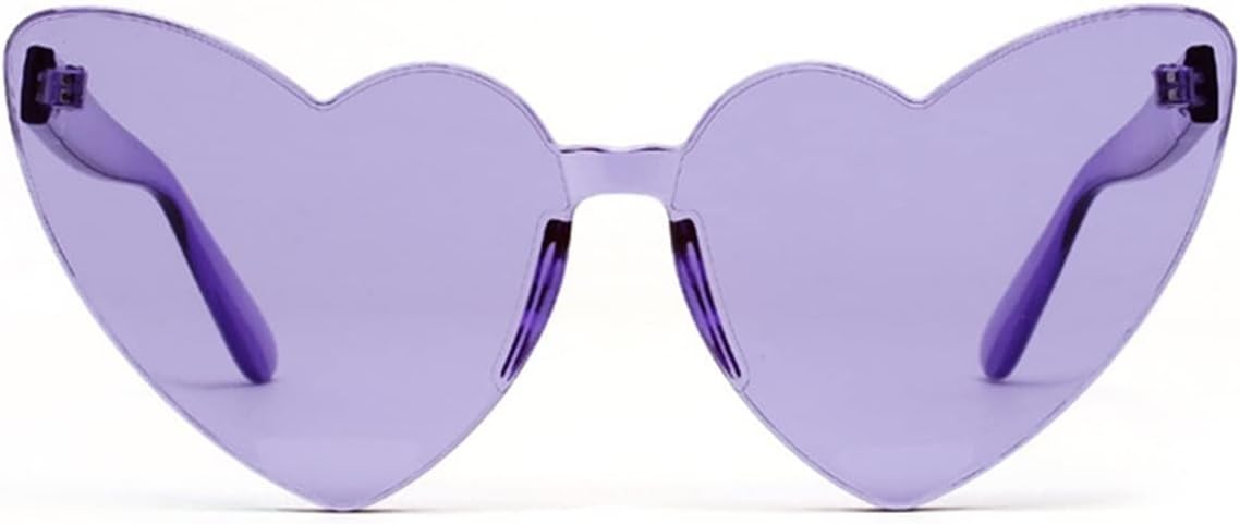 Borderless heart-shaped sunglasses Women's one-piece sunglasses Integrated shadow color blue goggles