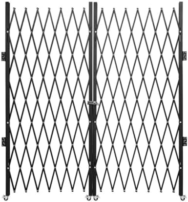 Double Folding Security Gate on Wheels - Expandable Metal Barrier for Home, Yard, Patio Safety, Dog & Child Proofing, Durable & Easy to Install