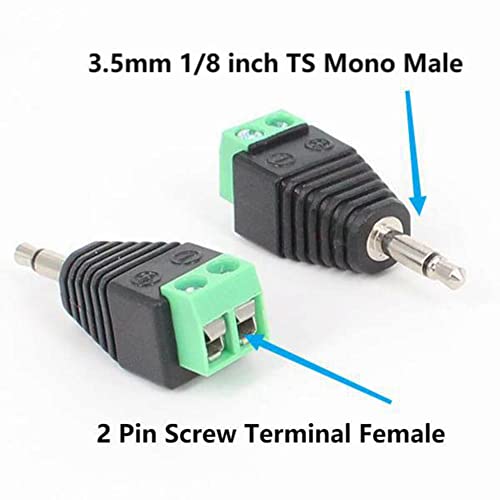 SHANFEILU 3.5mm TS Mono Male to 2 Pin Screw Terminal Female 1/8 Inch TS Audio Plug AUX Headphone Solderless Balun Converter Adapter 2 Pack - Image 4