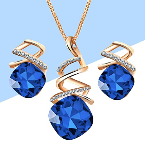 USHOBE Conjunto de brincos e colar de strass feminino, colar de cristal de zircônia, colar com pinge