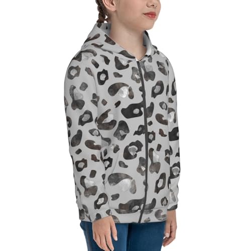 Wild Animal Leopard Print Pattern Kid Hoodies Boys Zip Up Sweatshirts Girls Pullover with Pocket4