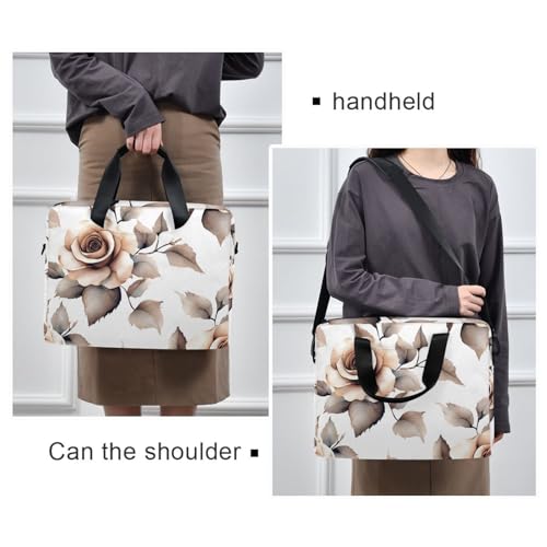 Bolso Maletín para Portátil con Estampado Flores Marrón miniatura 7