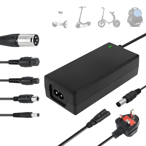 ZHSDUEWN Electric Scooter Charger 42V 2A Hoverboard Charger UK 3 Pin Mobility Scooter Charger Electric Bike Charger with 6 Connections e Scooter Charger for Balance Scooter Hoverboard