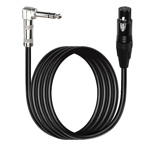 PNGKNYOCN 6.5 Feet 1/4 to XLR Cable 90 Degree Right Angle 6.35 mm TRS Male Plug to XLR Female Jack Audio Stereo Microphone Cable for Speakers Stage