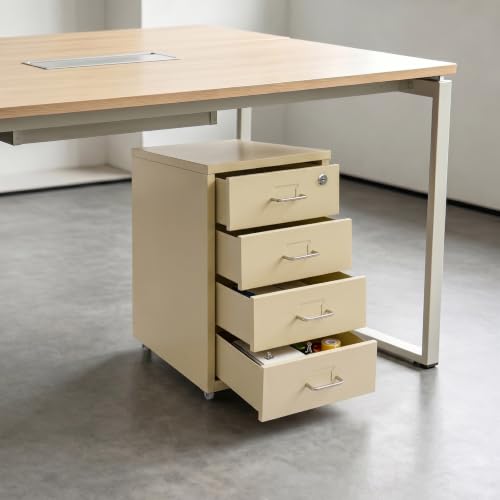Image of 4 Drawer File Cabinet with Lock Steel Mobile Filing Cabinet for Office Home