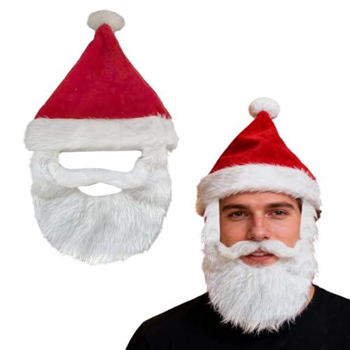 Chapeau de Noël, hats, chapeau de Père Noël, bord en peluche, pour fête de Noël, chapeau rouge avec motif de père, chapeau pour adultes et enfants, bonnet rouge avec barbe