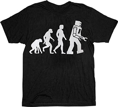 The Big Bang Theory Robot Evolution Black T-Shirt Tee (Medium)