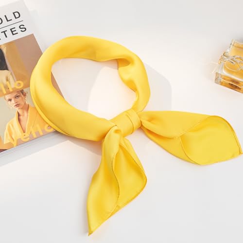 HBselect Chiffon Scarf Square Neck Head Scarf Satin Ribbon Scarf Handkerchief for Women Girls Retro Costume 27.5"3