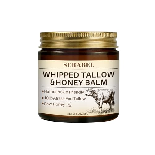 Serabel Whipped Tallow & Honey Balm Beef Tallow Skin Care Moisturizer with Grass-Fed Tallow & Raw Honey Deep Hydration for Dry & Sensitive Skin 2 Oz