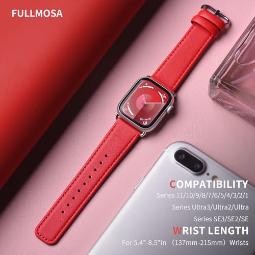 Image of Fullmosa Compatible Apple Watch Band 49 /46 /45 /44 /42 /41 /40Premium Genuine Leather Replacement Strap, Compatible with Apple Watch Series Ultra3 /2 /1 SE3 /2 /1 11 /10 /9 /8 /7 /6 /5 /4 for Men and Women