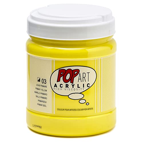 Pébéo - Pop Art Peinture Acrylique – Idéal Pour Applications Généreuses et Grandes Surfaces – Haute Viscosité – 1 Pot de 700 ml – Jaune Primaire