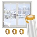 AGHITG Window Insulation Kit,POF Clear Shrink Film 63 Inch x 33FT Length Insulation Film with Double-Sided Tape for Weatherproofing Window Insulation for Winter.