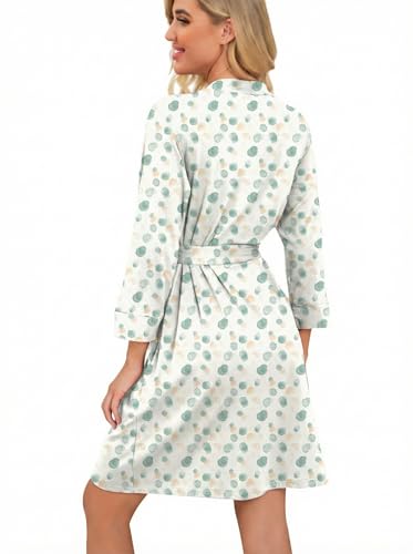 Image of PrinStory Womens Robe Lightweight Short Knit Bathrobe Soft Ladies Sleepwear with Pockets