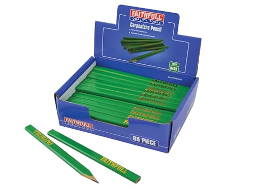 Image of Faithfull Carpenters Pencils 80 Display Pack - Hard (Green)